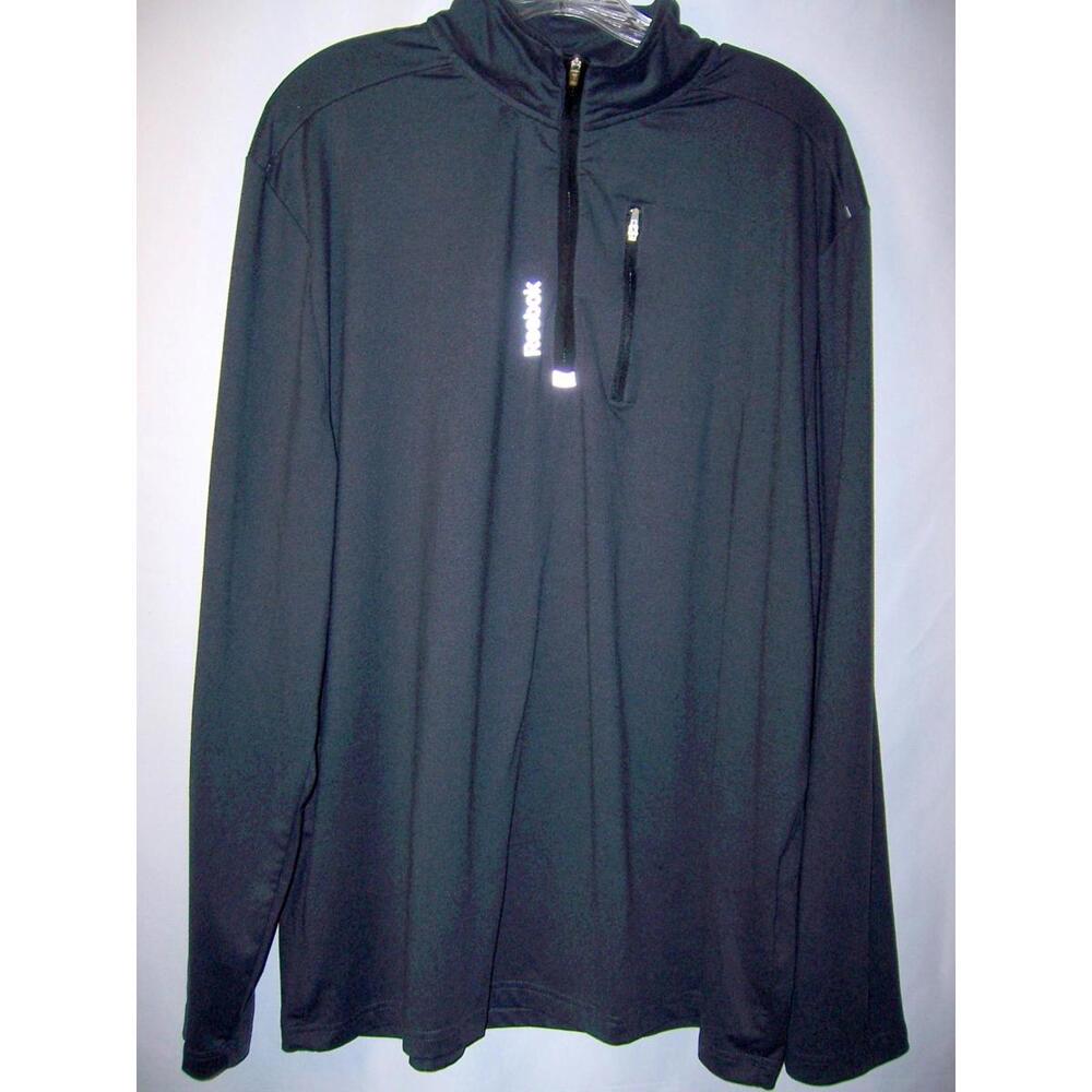 Reebok Play Dry 1/4 Zip Long Sleeve Pullover - Men's Large - Dark Grey Running